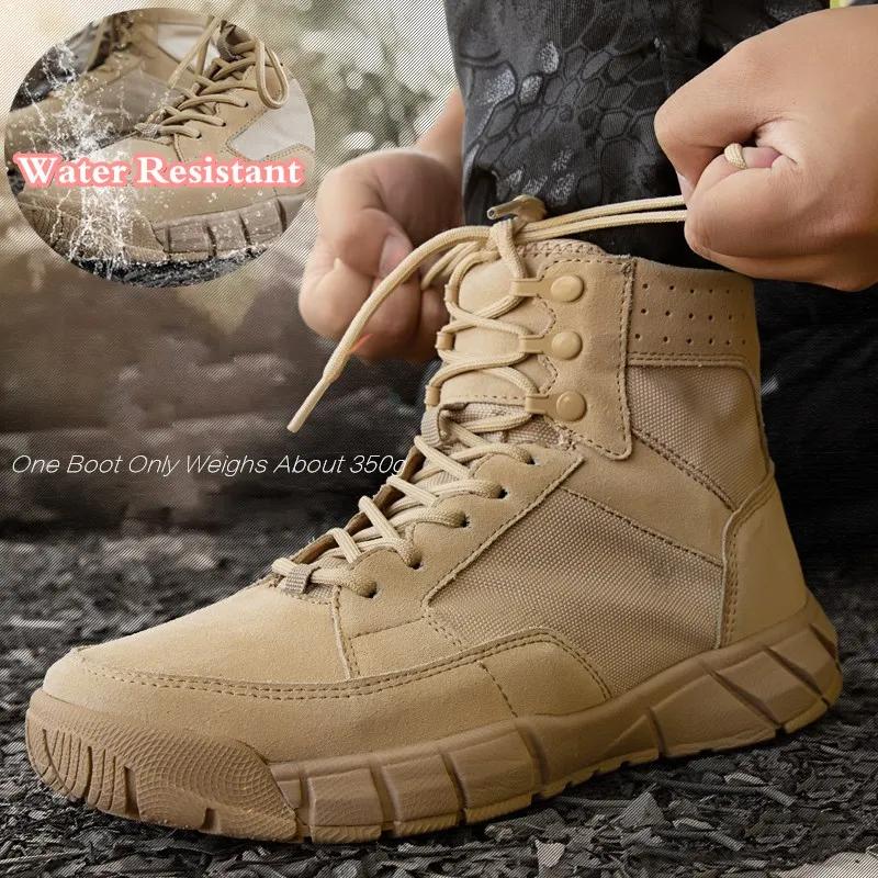 Military Boots Men Outdoor Climbing Hiking High Shoes Non-slip Ultralight Breathable Spring Autumn Army Fan Combat T